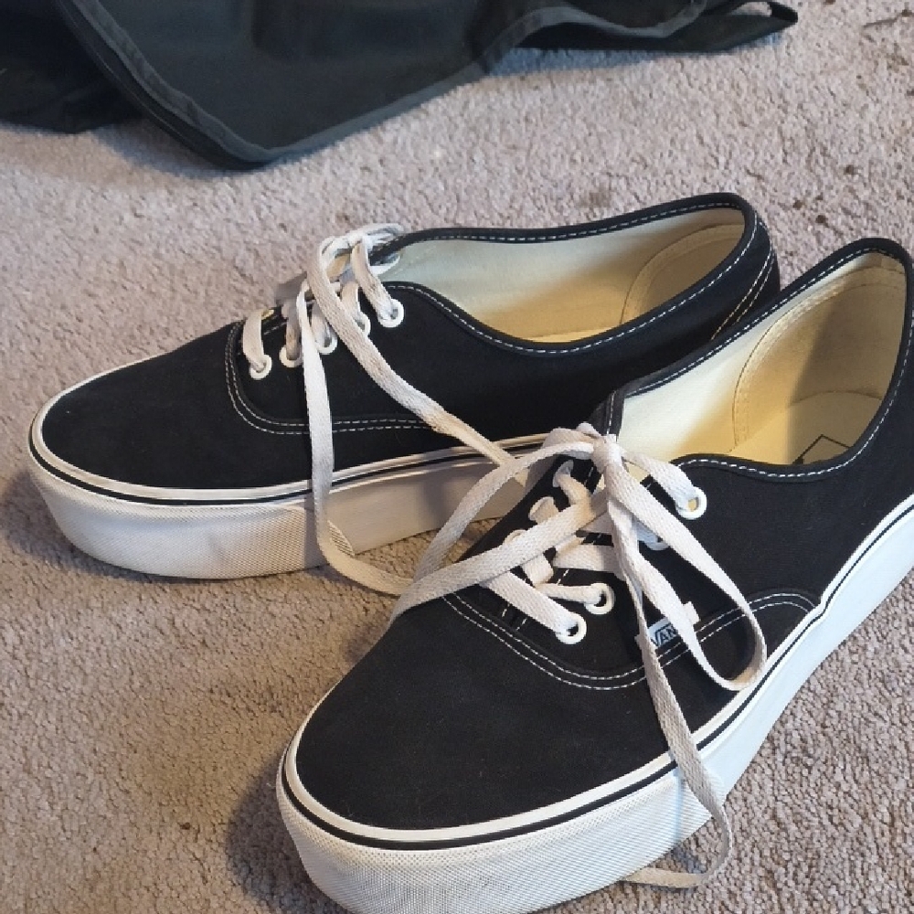 Vans Black Canvas Sneakers with White Accents